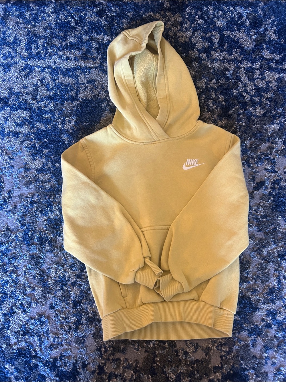 Nike youth muted golden yellow Pullover Hoodie with White Swoosh